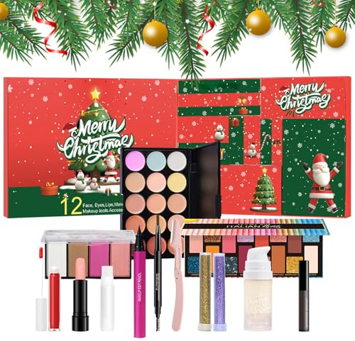 Make-up-Adventskalender – Countdown-Kalender Weihnachten 12 Tage 2024, Kosmetik-Set für Damen, Mütter, Schwestern, Ehefrau, Make-up-Liebhaber, Sammlerabend