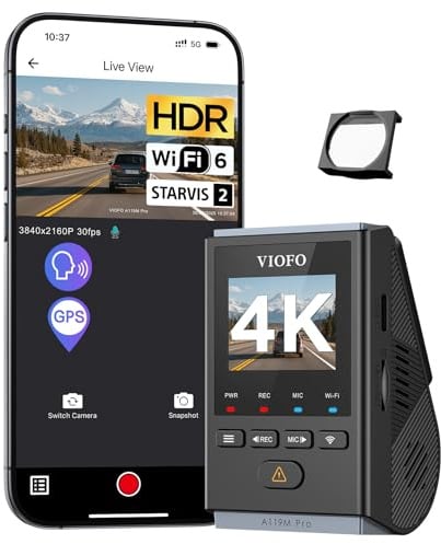 VIOFO A119M Pro 4K HDR Dashcam, Wi-Fi 6, GPS, Nachtsicht, CPL, Parkmodus | Kristallklare 4K HDR, Wi-Fi 6 für schnelle Daten, Gepufferter Parkmodus & Nachtsicht 2.0, CPL-Filter
