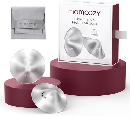 Momcozy 999 Silberhütchen stillen, Originales perforiertessilberhütchen brustwarzen, atmungsaktives Design – 999er Silber Stillhütchenschutz, unverzichtbares Neugeborenen, Größe XL (55 mm)