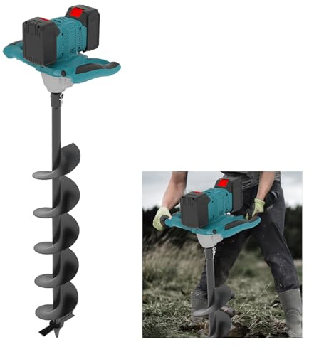 Tariere Electrique pour Makita 18 V batterie,Tarière professionnelle Sans fil avec Moteur Sans Balais de 1200 W,avec une Mèche de 15 x 80 cm,pour la Plantation et Clôtures(batterie non incluse)