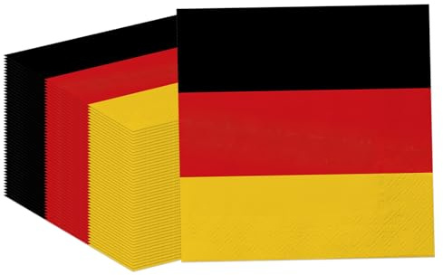 2026 Fanartikel Servietten Deutschland, 40 Stück 33x33cm – Deutschland Fanartikel Party Deko Schwarz Rot Gold, Fanartikel 2026 Tischdeko für Fußball Public Viewing Grillparty