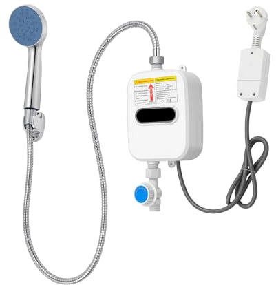 BJTDLLX Durchlauferhitzer 3500W Elektrischer Warmwasserbereiter, Klein Durchlauferhitzer Dusche mit Handbrause, Tankless Elektro Warmwasser 30-60 °C, für Wohnungen, Badezimmern