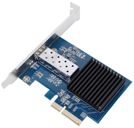 Cryfokt Hochleistungsfähige 10-Gbit/s-PCIe-X4-NIC-Karte, Server-Glasfaser-Netzwerkkarte mit Einzelnem SFP-Port, Netzwerkkarte mit Long-Frame-Unterstützung und Wake-on-LAN, Perfekt für IT-Profis