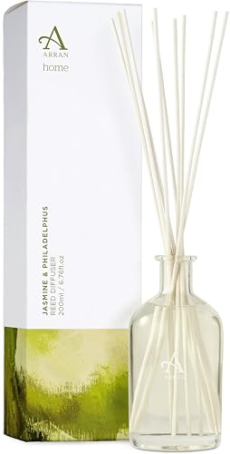 Arran Sense of Scotland Jasmine & Philadelphus Reed Diffuser (200ml) Light and Floral with Jasmine Notes, Tuberose & Mellow Philadelphus