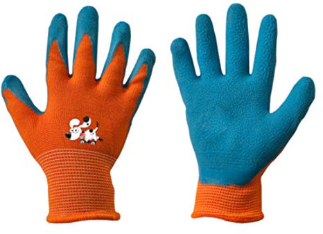 Kinder Arbeitshandschuhe Latex Schutzhandschuhe Gartenhandschuhe Handschuhe Kinderhandschuhe orange Gr. 2-6 6