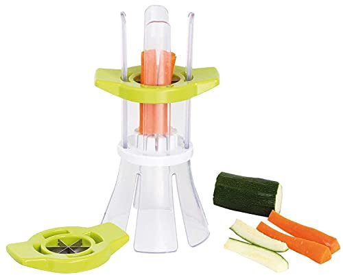 Gemüseschneider Gemüsesticks Mango Schneider Zerkleinerer Edelstahlklingen (Gemüse Streifen – Fingerfood - 2 Aufsätze - Obst Schneider - Stifteschneider)