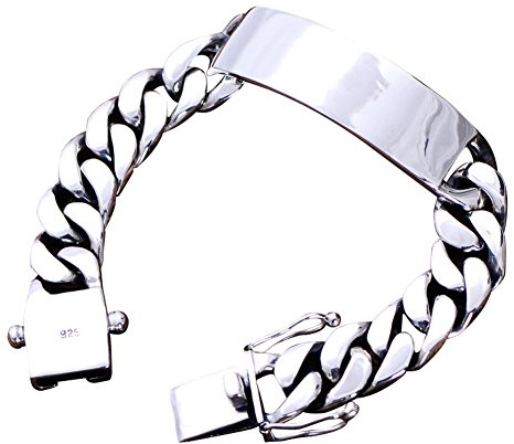JadeAngel Herren-Armband aus schwerem Sterlingsilber, klobige Kettenglieder