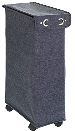WENKO Wäschesammler Corno Prime Blau, Wäschekorb mit Deckel, 43 l