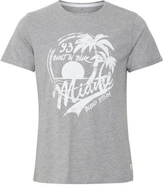 Blend Perry Herren T-Shirt Kurzarm Shirt Mit Print Und Rundhalsausschnitt, Größe:L, Farbe:Stone Mix (70813)