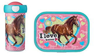 Mepal - Lunch-Set Campus - Lunch-Set für Kinder mit Verschlussbecher & Lunch Box - Lunch-Set für die Schule oder Unterwegs - Spülmaschinenfest & BPA-frei - 300 ml + 750 ml - My Horse