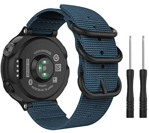 MoKo Armband Kompatibel mit Forerunner 235/235 Lite/220/230/620/630/735XT/Approach S20/S6/S5, Nato Nylon Uhrenarmband Ersatzarmband Handgelenk Band Strap - Blau