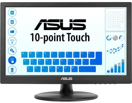 ASUS VT169HE Touch, Monitor da 15,6 Full HD WLED/IPS (1920x1080), Ampio Angolo di Visione, Senza Cornice, Filtro Luce Blu, Flicker free, HDMI, Compatibile con Windows 11, Nero