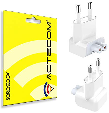 ACTECOM Conector Europeo Compatible con Dispositivos Apple con protección contra Cortocircuitos, Carga rápida, Compacto, Color Blanco