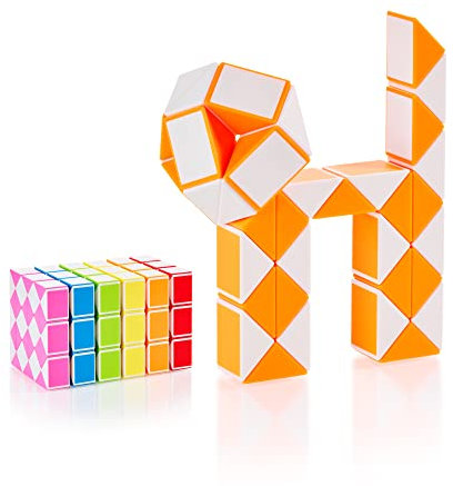 CUBIDI® Original Magic Snake - 36 Blöcke Orange | Knobelspiele für Kinder & Erwachsene | Ideal als Mitgebsel Kindergeburtstag Gastgeschenke oder kleine Geschenke für Kinder