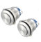 APIELE 2 Stück 19MM Momentan Druckschalter 250V 5A, Edelstahl Hervorstehend wasserdicht Momentary Drucktastenschalter, Auto Household Appliance EIN/AUS Taste Schalter