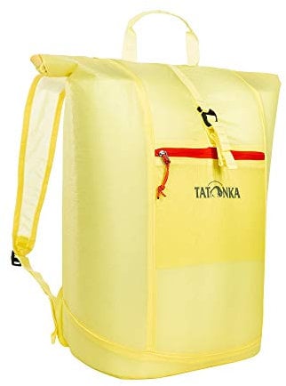 Faltrucksack Tatonka SQZY Rolltop 25l - Ultraleichter, faltbarer Rucksack mit Rollverschluss, extra Packbeutel und 25 Liter Volumen - Klein verpackbar - Damen und Herren - gelb