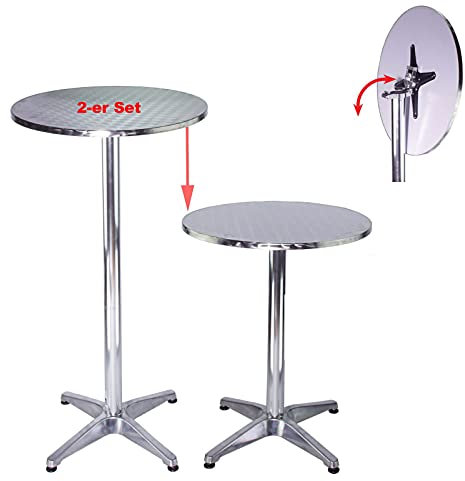 TRUTZHOLM 2er Set Stehtisch/Bistrotisch Klappbar Höhenverstellbar 70cm / 115cm aus Aluminium