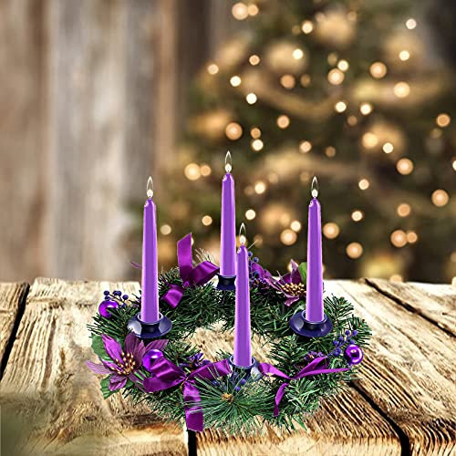 YQYAZL Kerzenständer Kranz, Weihnachten Kerzenringe Simuliert Rattan Kerzenständer Girlande für Weihnachten Urlaub Tischdekorationen Lila