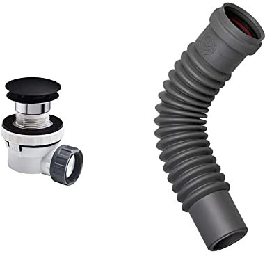 Wirquin lot de 2 : 1 ensemble bonde et siphon Nano 6.7 ultra compact noir + 1 magicoude M/F D32 à emboîter