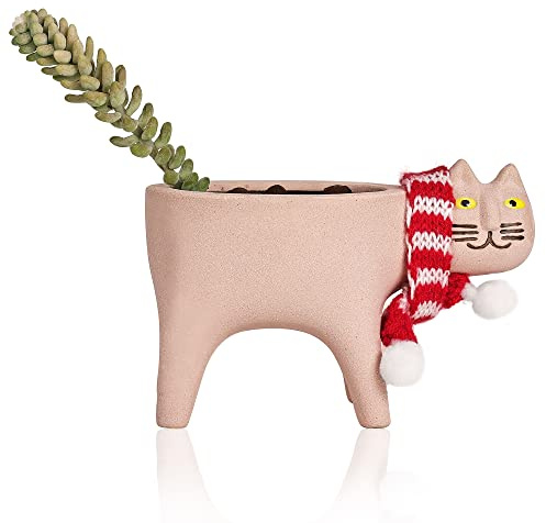 Leisuremix Plant Pots Indoor, 5.7 inch/14.5cm Cat Planter Flower Pots for Office Kitchen Garden Pink