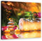 Feeby Tableau toile Bougies Spa Zen Orchidée 30x30 cm Image Photo Eau Nature morte Bien-être multicolore