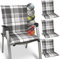 Beautissu 4er Set Sunny BK Niedriglehner Auflagen Set für Gartenstühle 100x50 cm Polster in Blau Kariert - Bequeme Gartenstuhl Stuhlkissen Polsterauflagen mit UV-Lichtecht