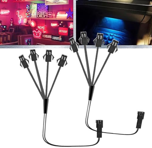 Ourbest 1 Female to 4 Male Extension Core Splitter for Neon LED Strip Y Cable, EL Wire Extension Cable Line, 2Pcs