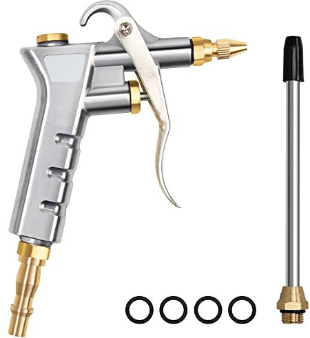 Air Blow Gun, Industrial Air Compressor Nozzle Duster Blow Gun Cleaner, Include 1 PCS Air Flow Extension Nozzle, 4 PCS Silicone Sealing Rings