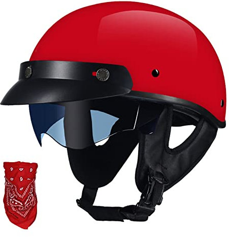 Demi-Casque de Moto Rétro Casquette de Baseball ECE Homologué Casques Vintage à Face Ouverte avec Visiere, Casque Jet Demi-Casques pour Vélo Croiseur Chopper (Color : N, Size : XXL=63-64cm)