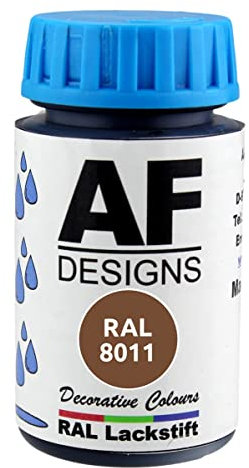 Alex Flittner Designs Barniz RAL 8011 nogal marrón satinado, 50 ml, madera, metal, muebles de baño, barniz retocado de recompatible conción