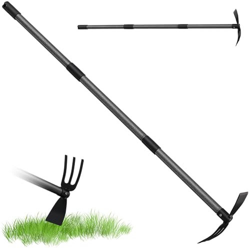 HARRMS Zappa da giardino con manico, 116 cm, doppia zappa a 3 zampe, in metallo, per allentare, ventilare e diserbare il terreno