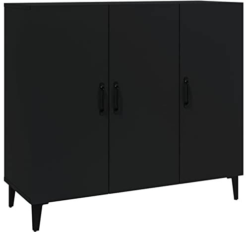 Tidyard Sideboard Kommode Bücherschrank Aufbewahrungsschrank Beistellschrank Beistellschrank Standschrank Anrichte Schrank Mehrzweckschrank 90x34x80 cm (B x T x H),Holzwerkstoff, Metall,Schwarz