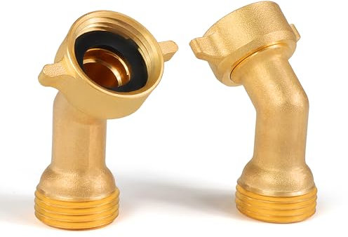 VOLTORB Lot de 2 raccords de tuyau d'arrosage coudés à 45 degrés de 1,9 cm en laiton massif pour prise d'eau douce de camping-car, connexion d'eau extérieure