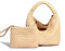 LEGVAEY Vintage handgefertigte modische gewebte Tasche Shopper Tasche Reise Handtaschen und Geldbörsen Frauen Tote Bag Sommer Strand Große Kapazität Schultertaschen, cremefarben, in