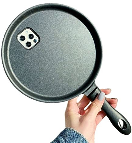 Bratpfanne Handyhülle, Für iPhone 14 13 12 11 Pro Max XR X XS 7 8 Plus 3D Kreative Lustige Handyhülle Hard Cover (Color : 2, Size : for iPhone 13)