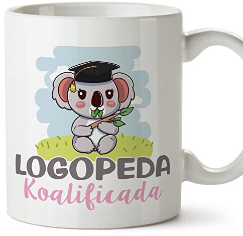 MUGFFINS Tazas para LOGOPEDA mujer - En Español - Koalificado/koalificada - 11 oz / 330 ml - Regalo original y divertido