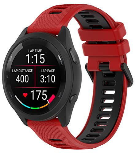 Silikon-Armband kompatibel für Garmin Forerunner 265/255, für Forerunner 265S/255S, für Forerunner 245/645/158/55, 20mm, for Forerunner 245/ 645/ 158/ 55, Silikon