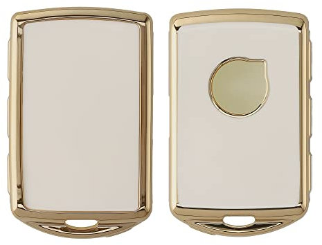 kwmobile Autoschlüssel Hülle kompatibel mit Volvo 4-Tasten Autoschlüssel Keyless Go - Schlüsselhülle Silikon Cover - Weiß Gold