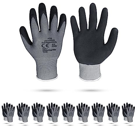 Bestlivings Robuste Arbeitshandschuhe - 10er Pack- Montagehandschuhe One Size feinfühlige Schutz-Handschuhe für die Arbeit - Latex Handschuhe