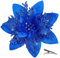 MIKAILE 20 Stück Weihnachten Glitzer Weihnachtsstern Blumen mit Clips, Poinsettia Weihnachtsblume Glitzernde für Weihnachtsbaum Dekorationen (Blau)