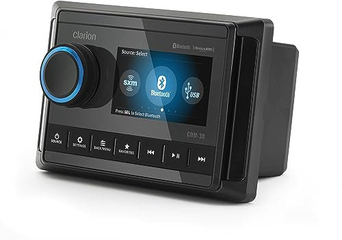 Clarion CMM-30 Marine Quellgerät mit Farb-LCD-Display, 8-Kanal-Cinch-Ausgang, IP66 wetterfest, Wetterband, Bluetooth