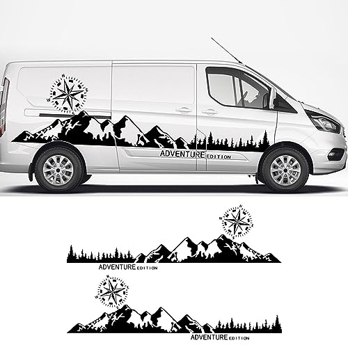 RWRAPS Car Mountain Graphics-Aufkleber, Wohnmobil-Tür-Dekor, Vinyl-Aufkleber, passend für Ford Transit Tourneo Custom Mk6 MK7 MK8