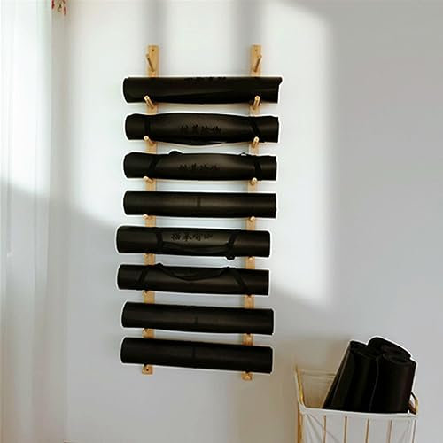 Wandhalterung für Yogamatten aus Holz, Wandregal-Organizer für Schaumstoffrollen, Fitness-Organizer zum Aufhängen an der Wand aus Holz für Zuhause, Fitnessstudio, Schule, Büro