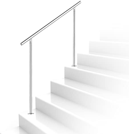 Daromigo 80cm Edelstahl Handlauf Geländer mit ohne Querstreben, Handlauf Winkelverstellbar, Ø 42mm Treppengeländer Edelstahl für Innen und Außen,Treppen, Balkon