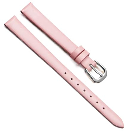 Chlikeyi Bracelet de montre universel en cuir pour femme avec boucle ardillon rouge 6/7/8/9/10mm, Argent rose, 7 mm