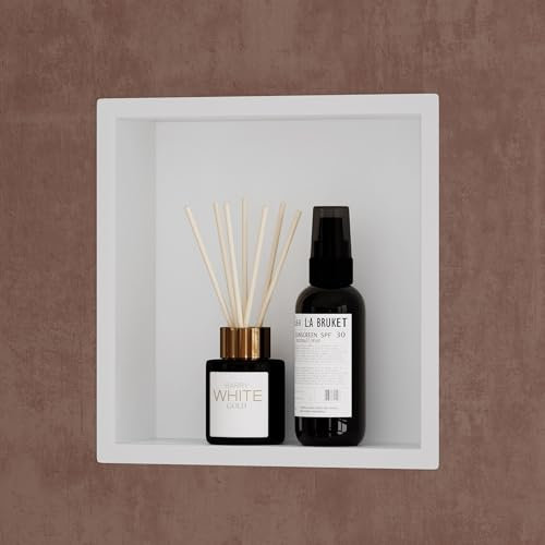 doporro Wandnische Dusche Weiß 30 x 30cm | Duschablage Bad befliesbar aus Edelstahl | Duschregal Unterputz-Montage