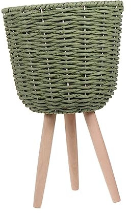 VINTORKY Rattan Bodenblumentopf Dekorativer Blumentopf Mit Eckhalterung Pflanzenbehälter Für Indoor Outdoor Use