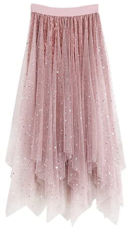 Generisch Rock Pailletten Damen Glitzer Knielang Lang Pailletten Rock Pailettenrock Pailletten Elegant Festlich Rock Glitzer Glitzerrock Midi Mini Silber Glitzer Rock Faltenrock