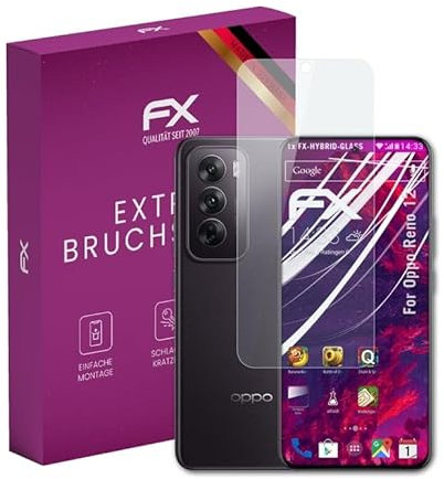 atFoliX Glasfolie kompatibel mit Oppo Reno 12 Panzerfolie, 9H Hybrid-Glass FX Schutzpanzer Folie