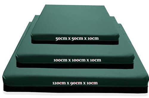 Kosiproducts Gymnastics Non Slip Crash Mat for Tumbling Landing Gym Training exercise, Bouncy Castle Medium (100cm x 100cm) Green